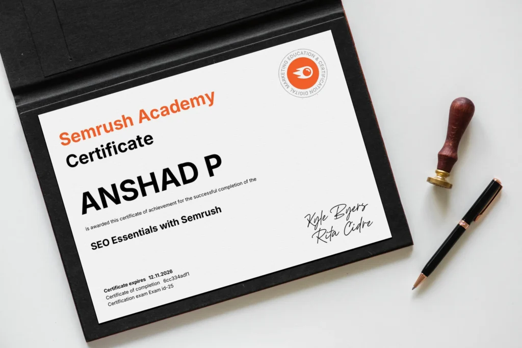 Semrush-Academy-Certificate Best Freelance Digital Marketing Expert in Dubai, UAE​